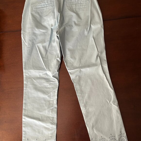 Ann Taylor Loft Embroidered Girlfriend Chino Pants - Light Blue, Size 6 - Picture 2 of 4